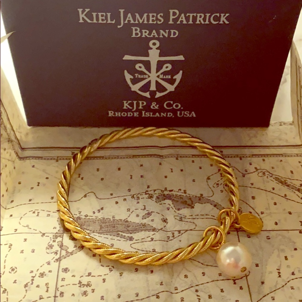 Kiel James Patrick gold and pearl bangle